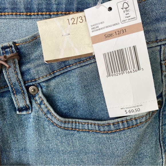 NWT Vintage America Women’s Jeans size 12 Light Wash High-Rise Wide Leg - Picture 5 of 7